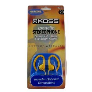 Koss KSC20 Yellow Sportclip Stereo Phone Headphones Active Sports Wired New